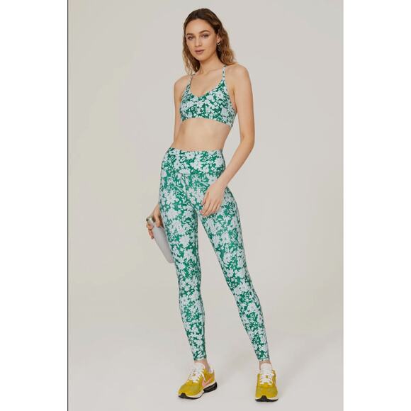 Spiritual Gangster Pants - Spiritual Gangster Green Floral Verona Intent High Waisted Legging Size Medium